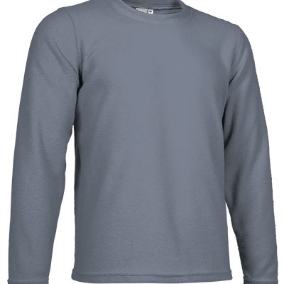 Camisola cinzento-azulada de malha com gola redonda e mangas compridas
