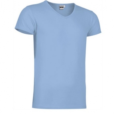 Camiseta azul claro com decote em V