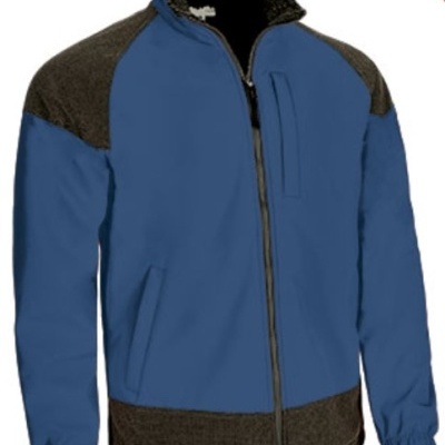 Casaco polar azul com detalhes cinza escuro