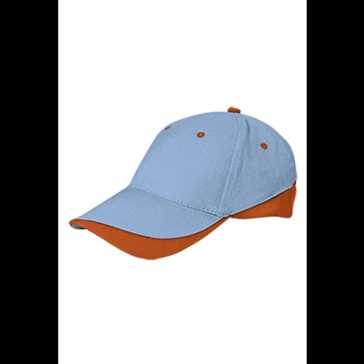 Boné de beisebol azul clara com aba laranja