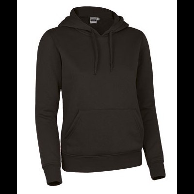 Camisola preta de capuz com bolso frontal tipo canguru