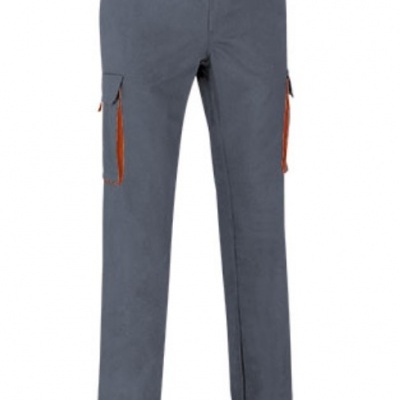 Calças de trabalho cinzentas com detalhes em laranja