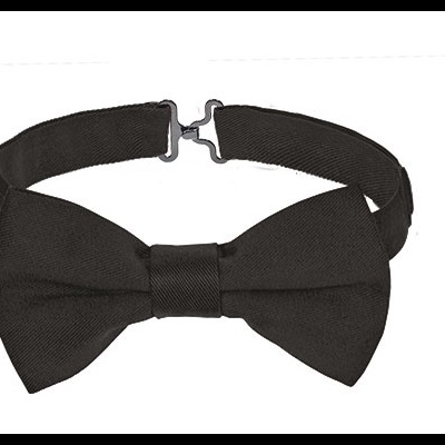 Gravata borboleta preta de tecido com fecho metálico ajustável