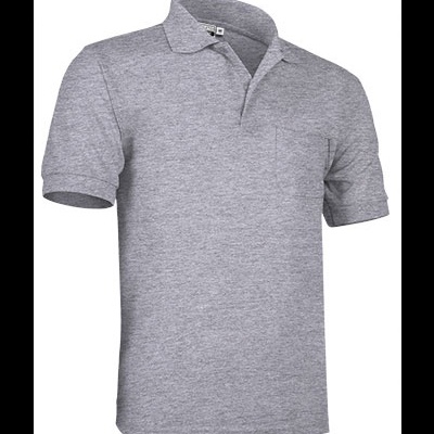 Polo masculino cinza claro de manga curta com gola de botões