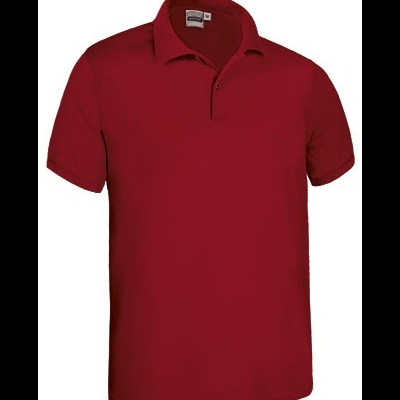 Polo vermelho de manga curta com etiqueta interior GILDAN