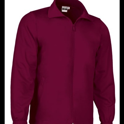 Casaco vinho com fecho de correr e gola tradicional