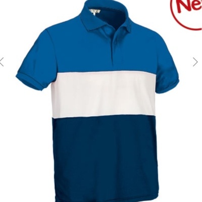 Polo masculino três cores azul e branco com gola e botões