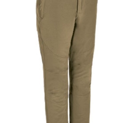 Calças compridas bege com bolsos e fecho