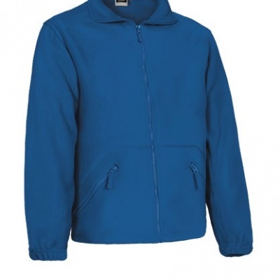 Casaco polar azul com fecho e bolsos