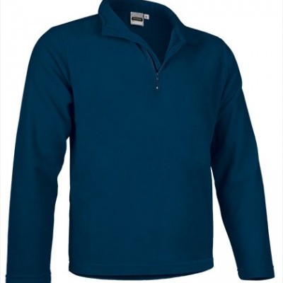 Sweatshirt azul escuro de manga comprida com fecho e gola alta