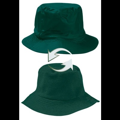 Chapéu reversível verde escuro com tecidos diferentes