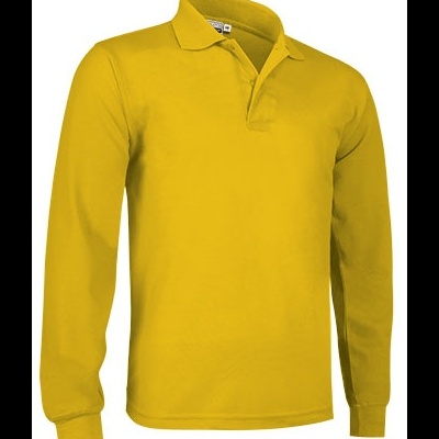 Camisola tipo polo de manga comprida amarela com gola e botões