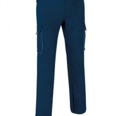 Calças de trabalho azul escuro com bolsos