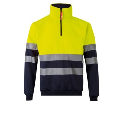 Sweatshirt de alta visibilidade amarelo fluorescente com faixas refletoras