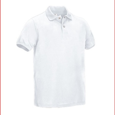 Polo branco de manga curta com gola e botões