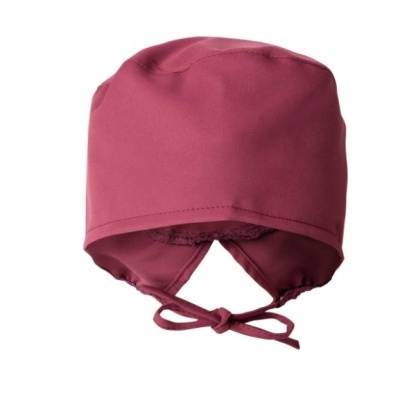 Gorro rosa escuro com tiras para amarrar e interior acolchoado