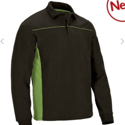 Camisola polo de manga comprida preta com detalhes verdes