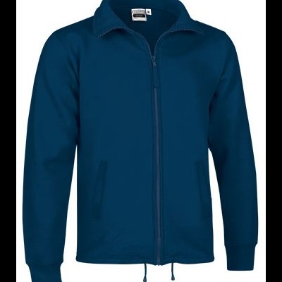 Casaco azul escuro com fecho e bolsos