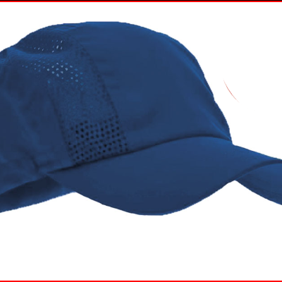 Boné desportivo azul com tecido perfurado e pala curva