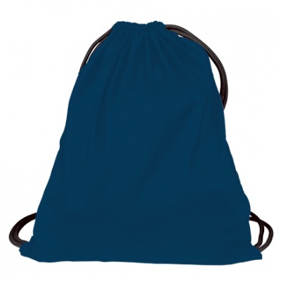 Mochila saco azul escuro com cordas pretas alças