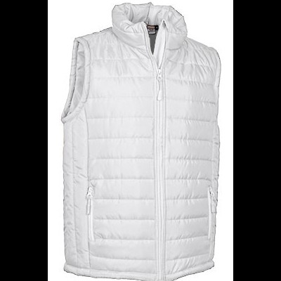 Colete acolchoado branco com fecho de correr frontal e bolsos