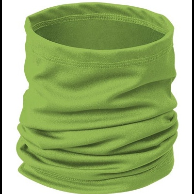 Cachecol tubular verde claro de tecido macio com costura visível
