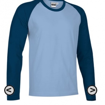 Camisola de manga comprida azul com mangas mais escuras