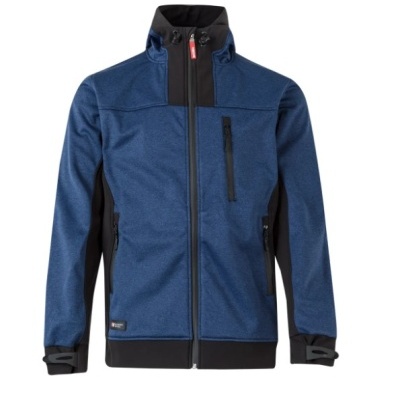 Casaco desportivo azul e preto com fecho de correr e bolso no peito