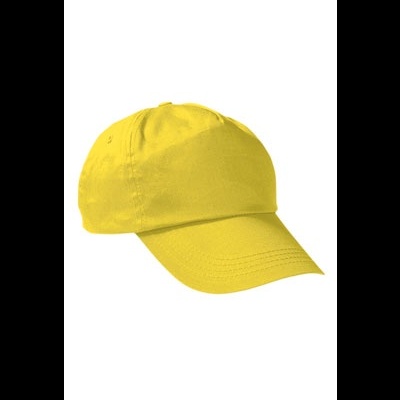 Boné amarelo liso com aba curva em fundo branco