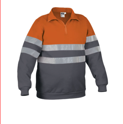 Sweatshirt de trabalho laranja e cinzento com faixas refletoras