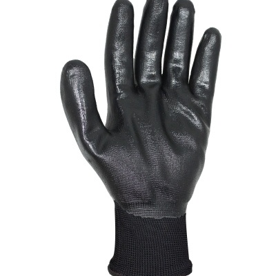 Luva de trabalho preta com superfície texturada e punho elástico