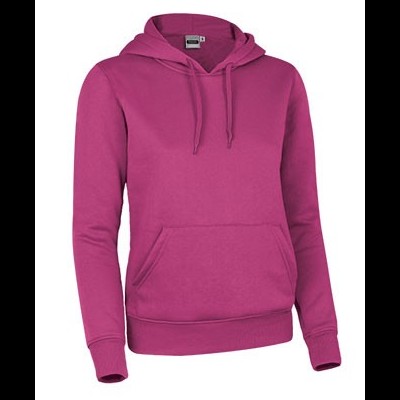 Sweatshirt com capuz rosa magenta com bolso canguru e cordões