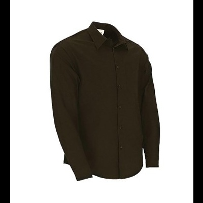 Camisa masculina preta de manga comprida com colarinho e botões