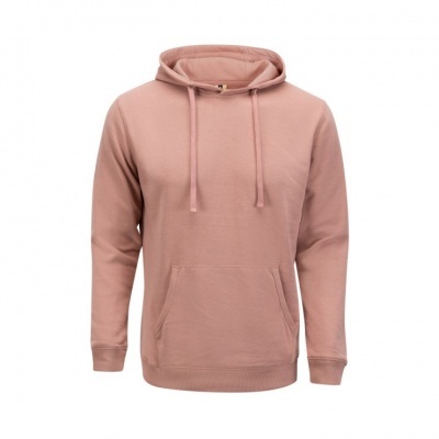 sweatshirt rosa claro com capuz e bolso frontal
