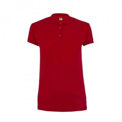 Polo vermelho de manga curta com gola e botões