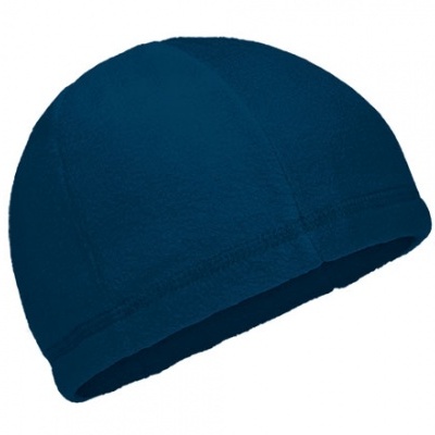 Gorro azul escuro de tecido com costuras visíveis