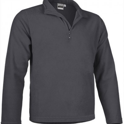 Camisola polar cinzenta de manga comprida com fecho