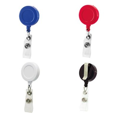 Quatro porta-bilhetes retractáveis coloridos com clip transparente