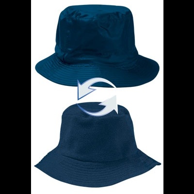 Chapéu de pescador reversível azul escuro, azul liso e polar