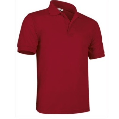 Polo vermelho de manga curta com gola e botões