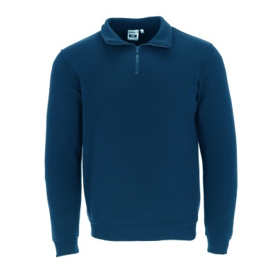 sweatshirt azul escuro com gola alta e fecho de correr curto