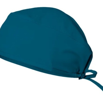 Touca médica azul escuro com amarra na parte de trás