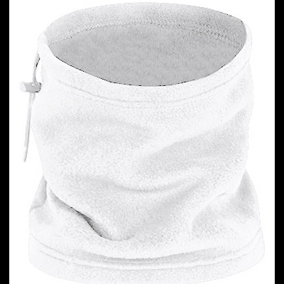Cachecol tubular branco felpudo com cordão ajustável