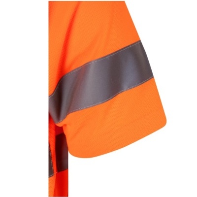 Manga de t-shirt colete alta visibilidade laranja com faixa cinza refletora