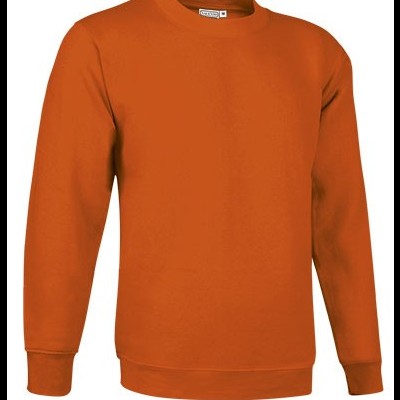 Sweatshirt unissexo laranja com gola redonda e punhos ajustados