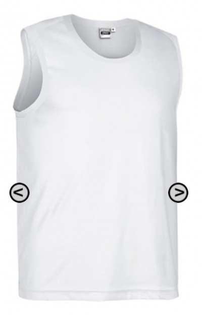 Camisola sem mangas branca com decote redondo e etiqueta interna GENERICO