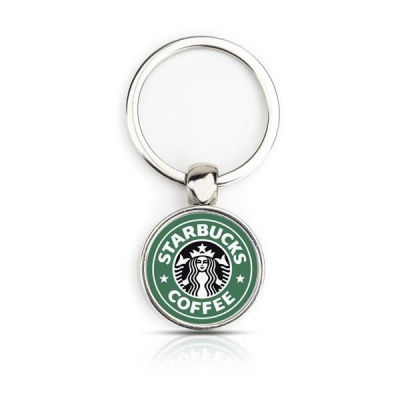 Chaveiro metálico redondo com logo da Starbucks Coffee
