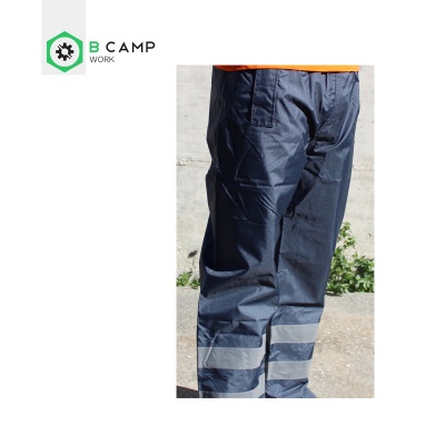 Calças de trabalho cinzentas com faixas reflexivas e logótipo B CAMP WORK