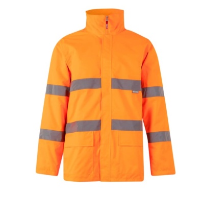 Casaco de alta visibilidade laranja com faixas refletoras cinzentas