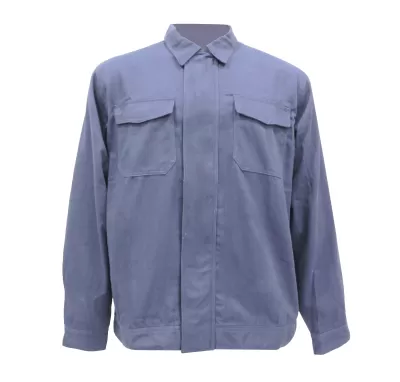 Casaco azul cinzento de manga comprida com bolsos no peito